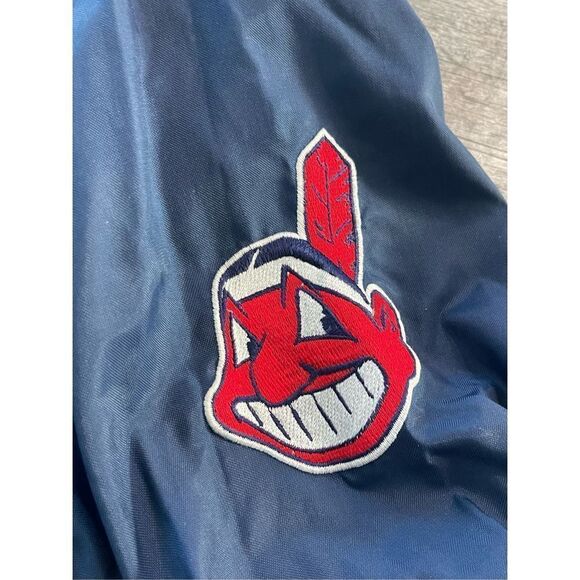 Starter Mens Navy Blue Cleveland Indians Patch Work Pullover Sweatshirt Size XL - Picture 8 of 8